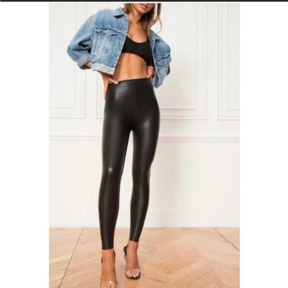 Commando Control Faux Leather Leggings Black Size X Large - Picture 3 of 11